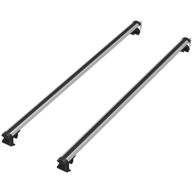 HOMCOM 135 cm Cross Car Roof Bars, Lockable Roof Rack 2 Keys Included, Aluminum Alloy, Compatible with Raised Side Rails up to 120 cm, Silver