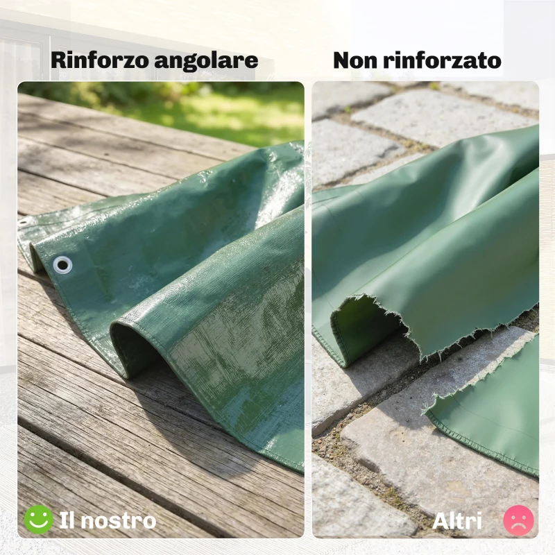 Outsunny Telo Impermeabile 6 x 8m, PE Resistente agli Strappi da 90 GSM