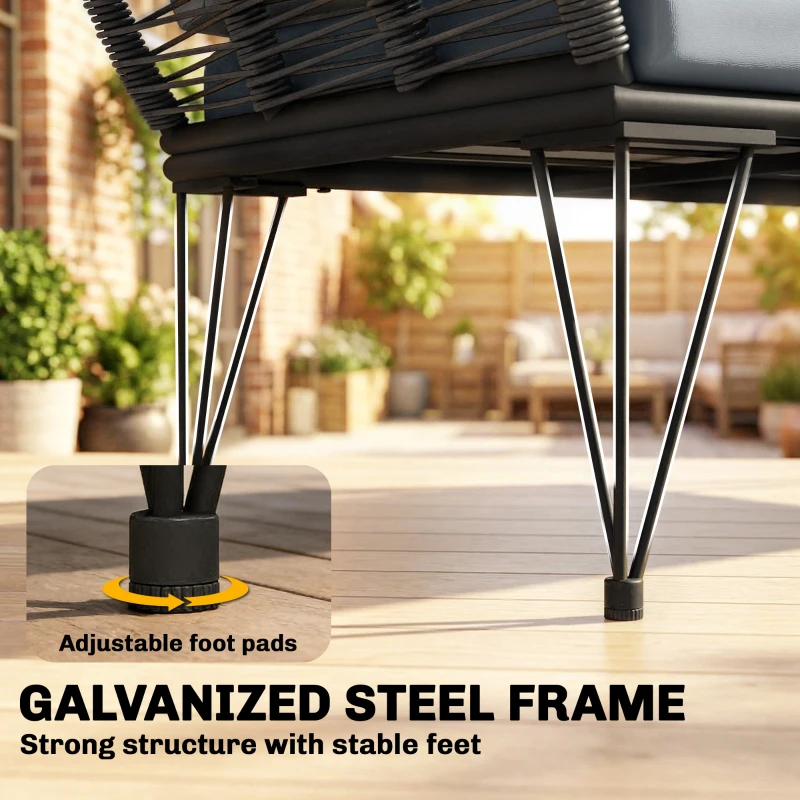 Outsunny Gartensofa mit Kissen 2-Sitzer Sofa Outdoor Balkon Sofa Rattansofa Polyrattan Gartenmöbel 123 x 67 x 72 cm Hellgrau