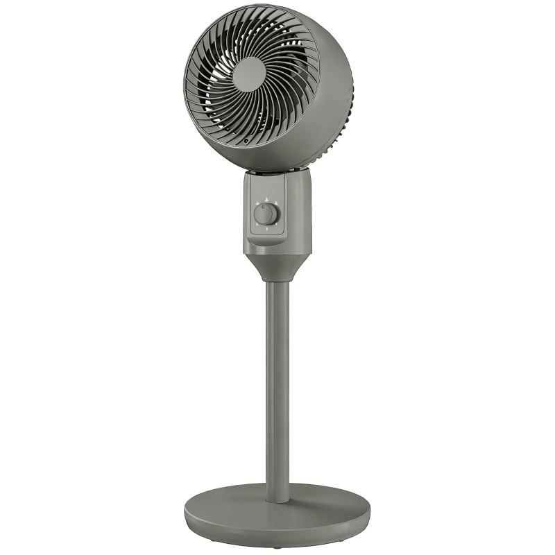 HOMCOM Air Circulator Fan Pedestal Cooling Fan with 3 Speed and Carry Handle, 9 Inch, Grey