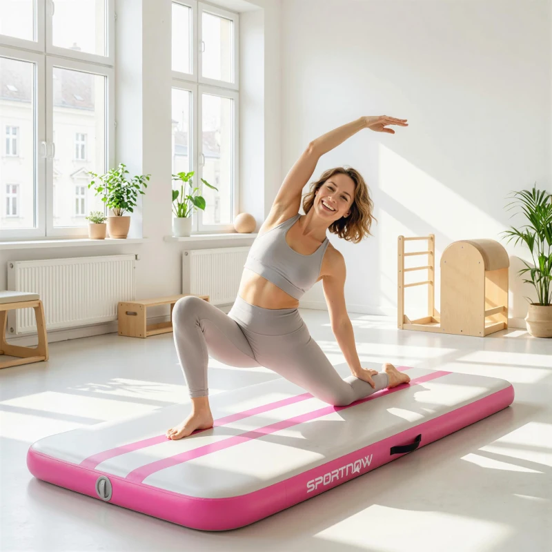 SPORTNOW Tapis gonflable de gymnastique 2,05 m avec pompe électrique et sac de transport