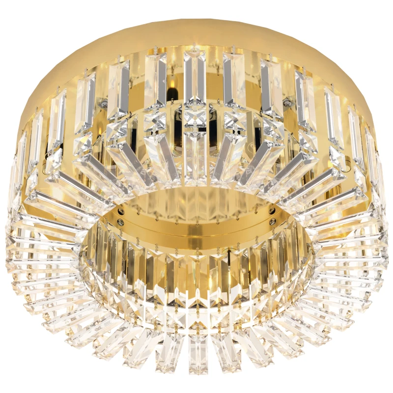 HOMCOM Crystal Chandeliers with 225 Crystal Pendants, 8-Light Ceiling Light for Living Room, Bedroom Dining Room, Gold Tone