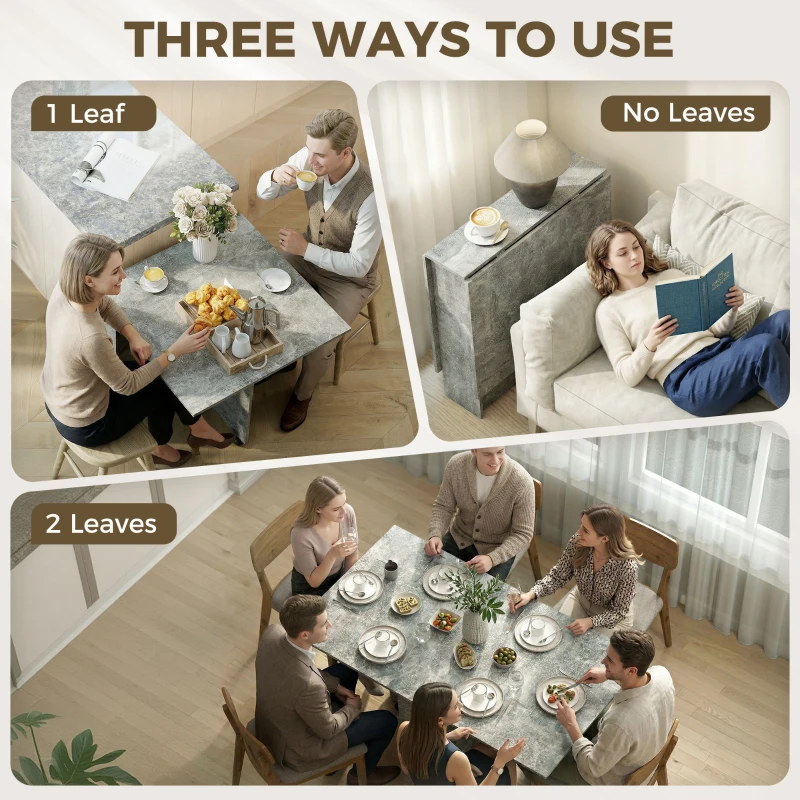 HOMCOM masă de dining, masă pliabilă economisire spațiu, masă economisire spațiu, masă extensibilă masă pliabilă masă economisire spațiu masă cu roți