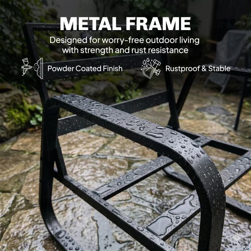 Outsunny 4 Piece Garden Furniture Set, Outdoor Sofa Set with Loveseat, 2 Armchairs, Coffee Table and Cushions