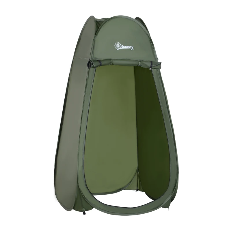 Outsunny Pop-up Shower Tent Portable Folding Toilet Tent UV-resistant with Carry Bag for Beach, Fishing, Hiking, Bathing, Outdoors, Green