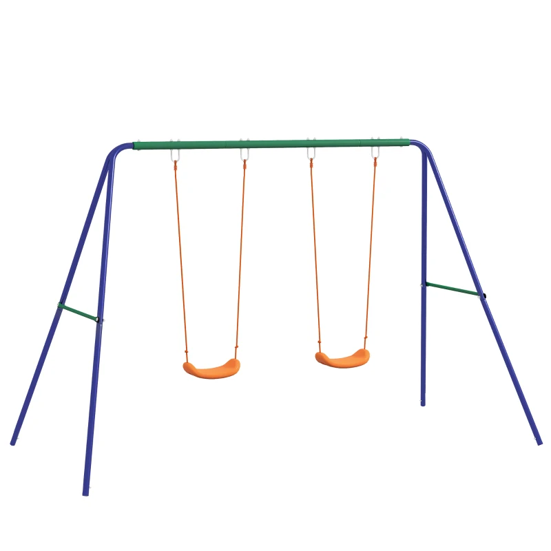 Outsunny Balançoire portique balançoire pour enfants avec 2 siège de balançoire structure en métal charge max. 90 kg multicolore