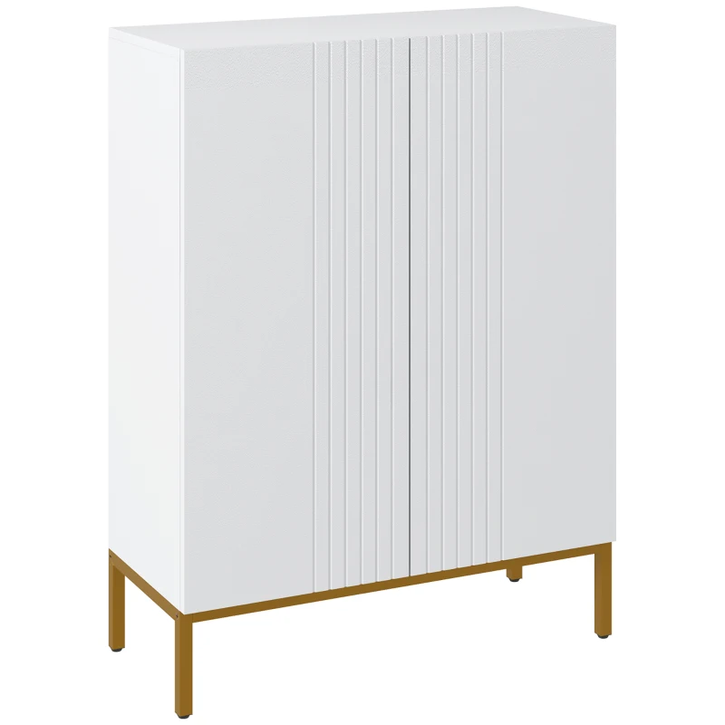 HOMCOM Meuble à chaussures 20 paires, armoire à chaussures moderne avec portes à fermeture douce, étagères réglables, blanc(m-12)