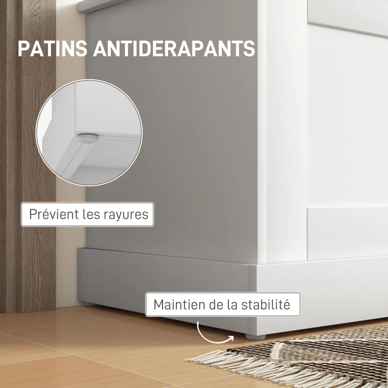 HOMCOM Coffre de rangement, coffre à jouets, avec charnière de sécurité, pour salon, en bois, 80 x 40 x 45 cm, blanc