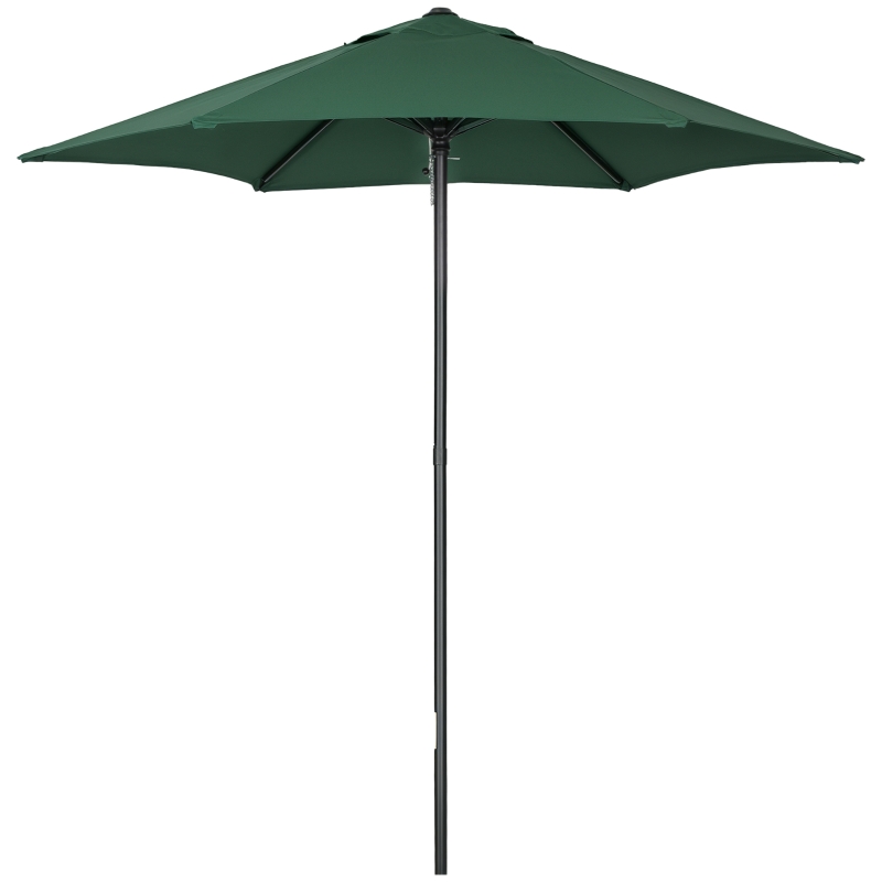 Outsunny 2m Garden Parasol Umbrella, Outdoor Sun Shade with 6 Sturdy Ribs for Balcony, Bench, Garden, Green