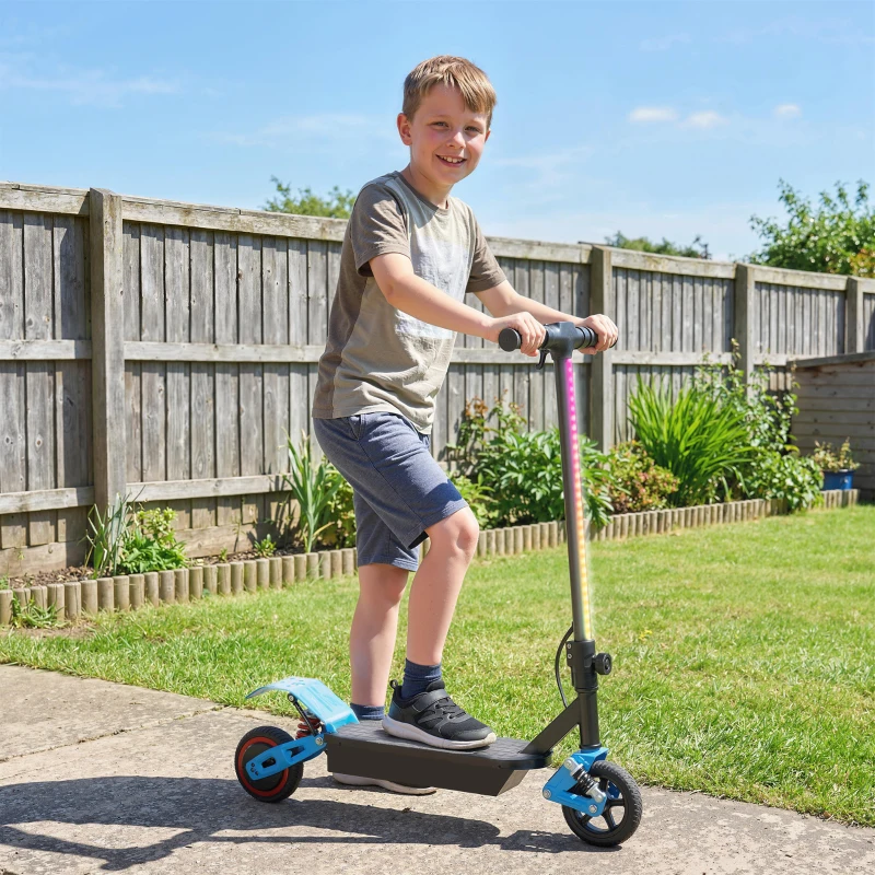 AIYAPLAY Foldable Kids Electric Scooter with LCD Display, Dual Shock Absorption, Up to 15 KM/H, Max Range 6 KM for Age 6-14, Blue
