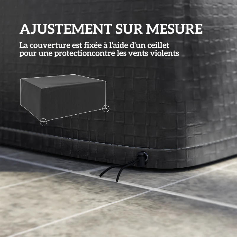 Outsunny Housse salon de jardin extérieure bâche de protection extérieure anti-UV  en polyéthylène 235 x 190 x 90 cm noir