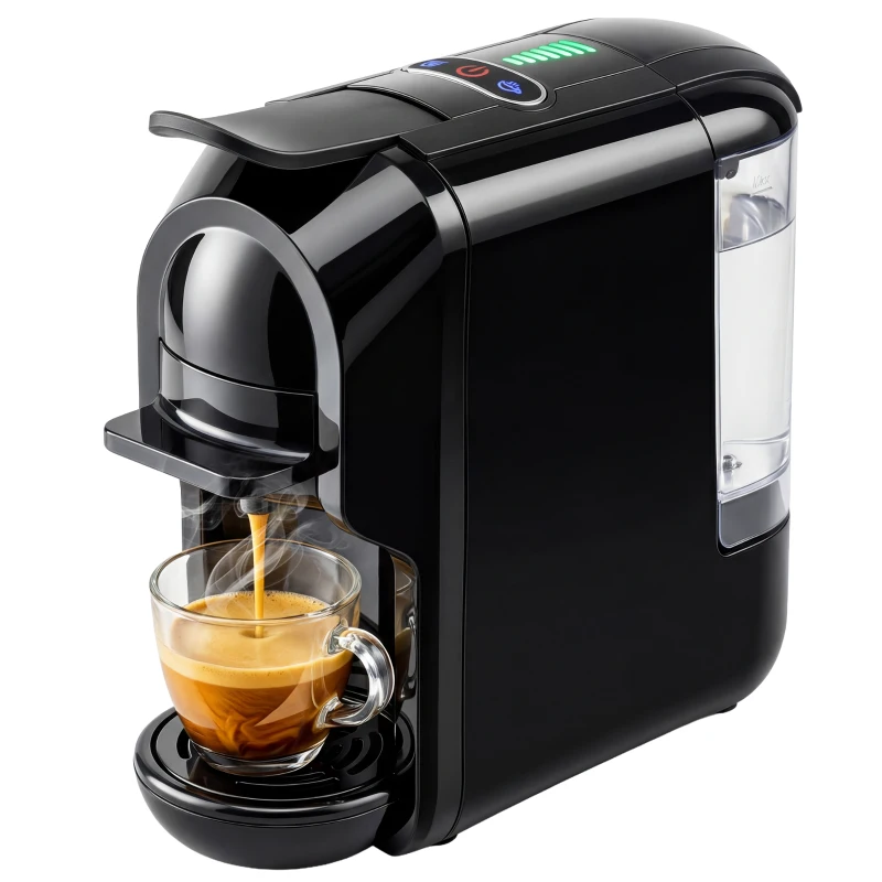 HOMCOM Pod Coffee Machine for Nespresso, Dolce Gusto Capsule & Ground Coffee, Small Semi Automatic Coffee Maker, 19 Bar, 0.6L