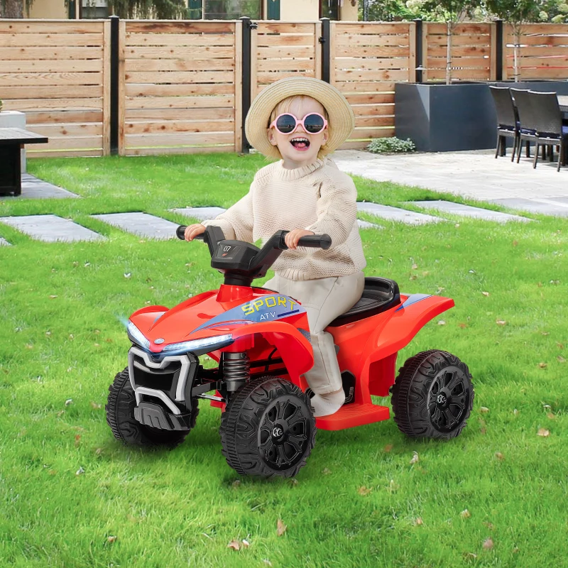 AIYAPLAY Quad électrique enfant 6V voiture électrique enfants vitesse de 2,5 km/h pour enfants 18-36 mois 71 x 40,5 x 45 cm rouge