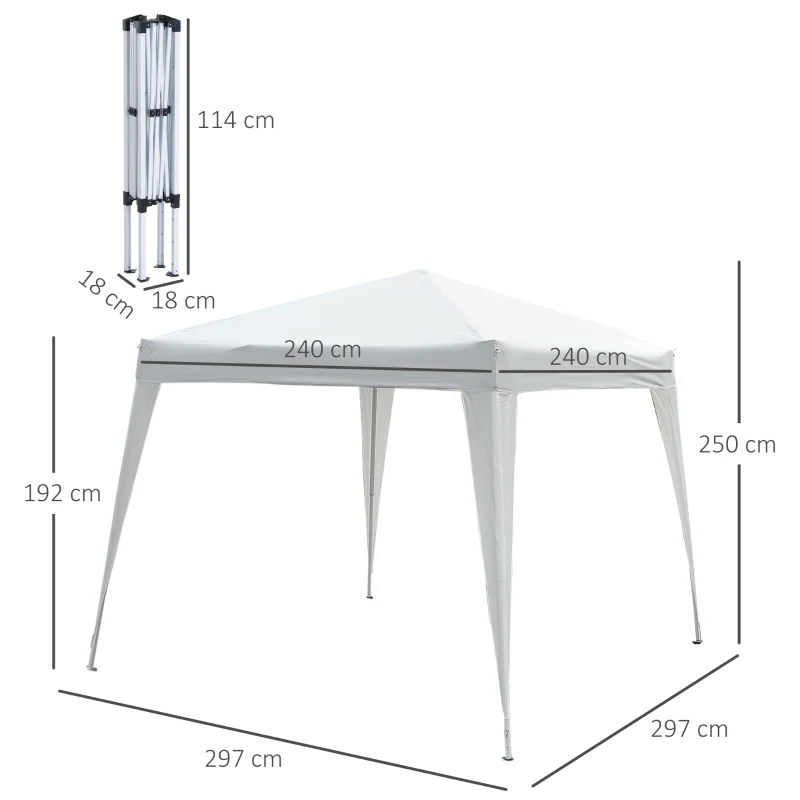 Outsunny Garden Gazebo 3x3m Pop-up Folding Tent Steel Waterproof Oxford Polyester UV-resistant with Carry Bag White