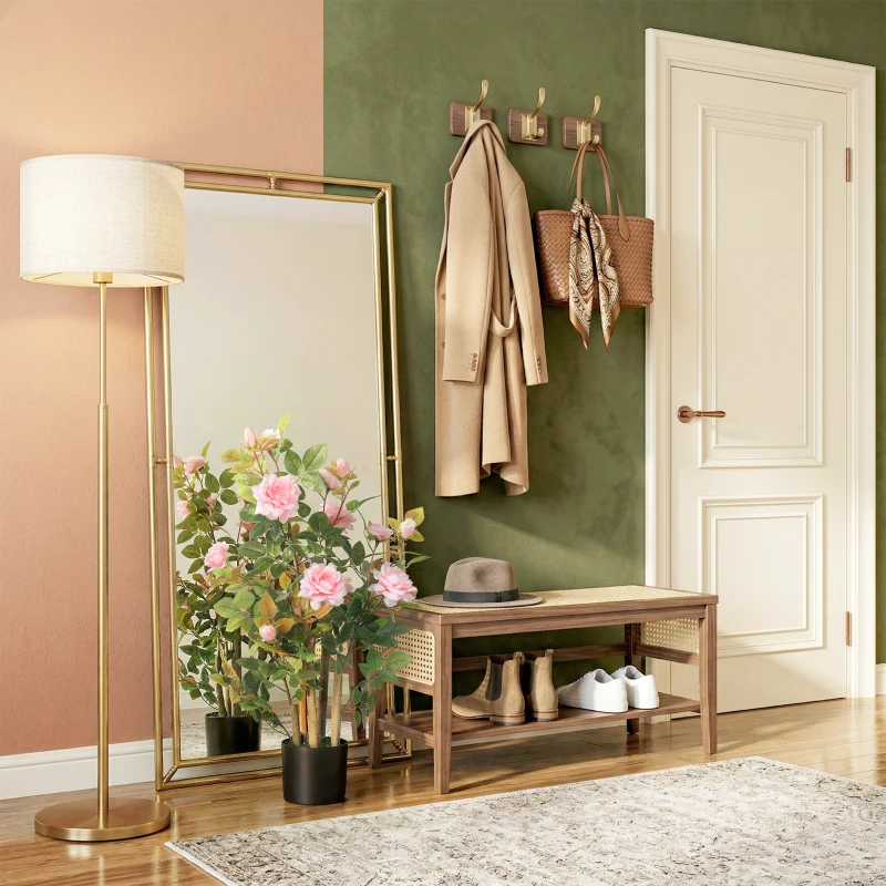 HOMCOM 90cm Artificial Rose Tree Set of 2, Decorative Fake Plant with 344 Silk Leaves 17 Flowers for Outdoor Indoor Decor, Pink