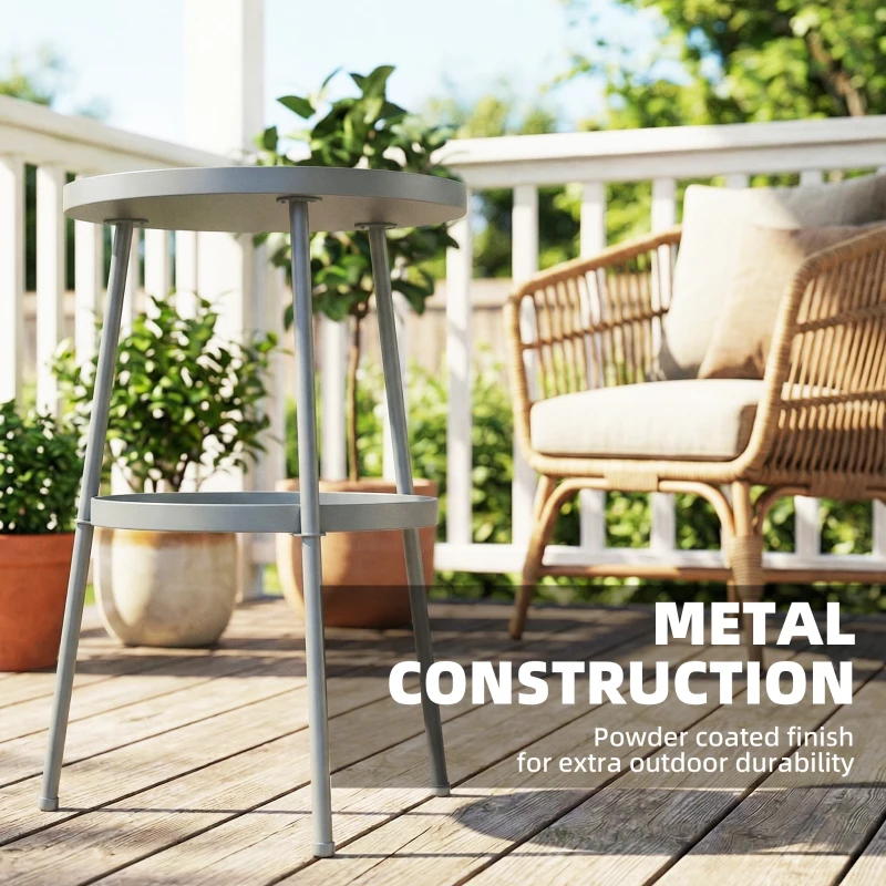 Outsunny Stolik Ø36 cm, stolik balkonowy z metalu, stolik pomocniczy na taras, okrągły stolik ogrodowy na balkon, taras, ogród, ciemnoszary