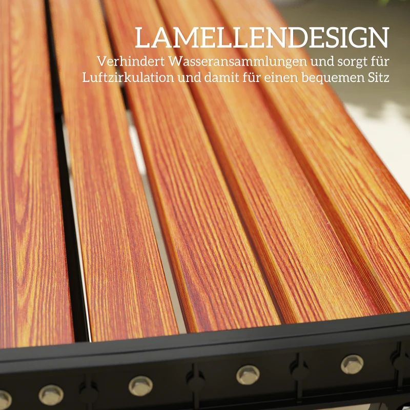 Outsunny Gartenbank 2-Sitzer, Outdoor-Bank mit Metallrahmen und Latten-Sitz, Terrassenmöbel für Garten und Terrasse