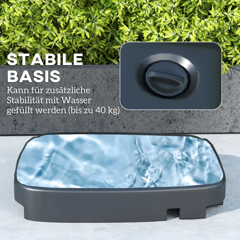 Outsunny Ampelschirm 247 x 247cm neigbar Sonnenschirm mit Doppeldach Kurbel Ständer Wasserabweisend Hellgrau