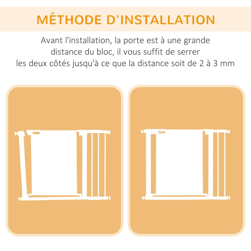 PawHut Pet Safety Gate with Auto-Close Double Lock Width 75-103 cm Gray