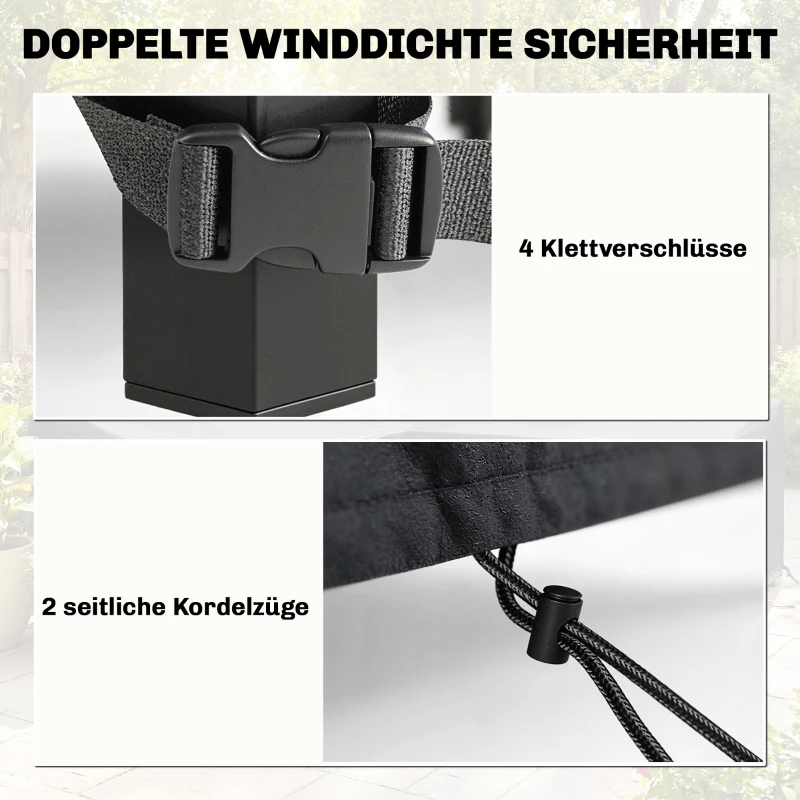 Outsunny Schutzhülle für Gartenmöbel Winterfest Wasserdicht Abdeckung Anti-UV Abdeckplane 420D Oxford Gewebe 125x125x74cm Schwarz