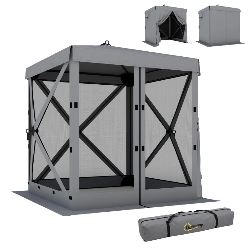 Outsunny Pavillon 1,85x1,85m Wasserdicht Stabil Winterfest Pop-up Faltpavillon mit 4 Mesh-Seitenteilen Tasche, UV 30+