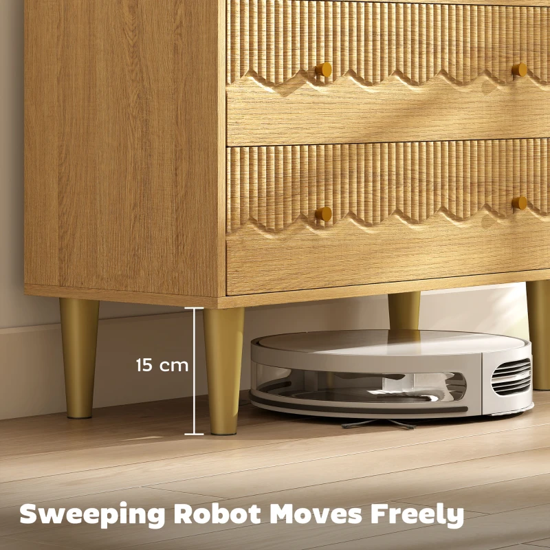 HOMCOM Dresser for Bedroom 3 Drawer Chest of Drawers with Steel Frame for Living Room in Oak