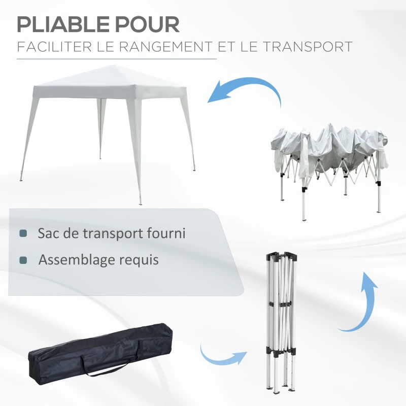 Outsunny Garden Gazebo 3x3m Pop-up Folding Tent Steel Waterproof Oxford Polyester UV-resistant with Carry Bag White