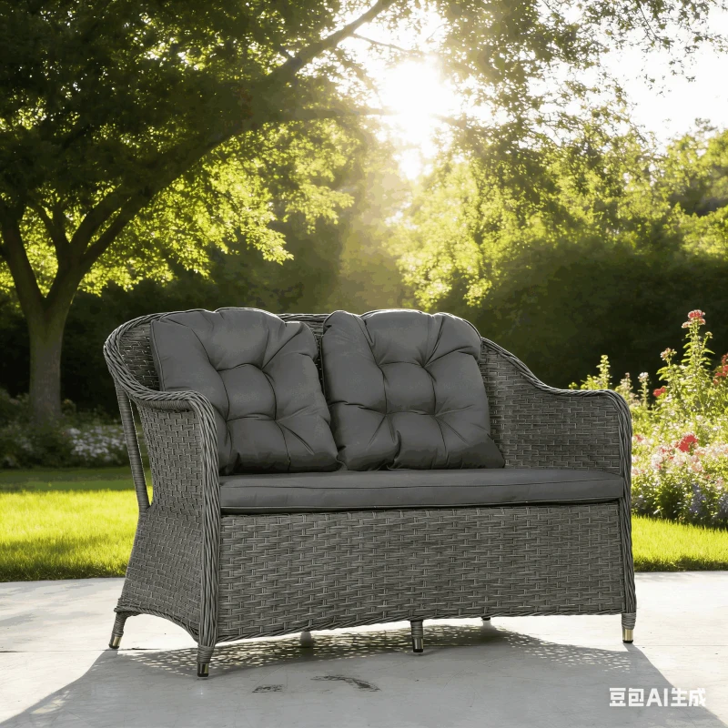 Outsunny Four-Piece Rattan Sofa Set, with Glass-Top Table - Light Grey