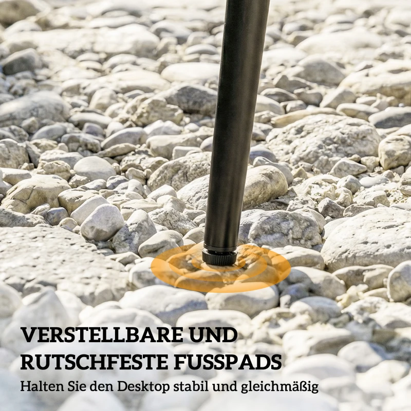 Outsunny Gartentisch Stahl Buffettisch mit Stahlrahmen, PE-Rattan-Rand, verstellbaren Füßen, 4 Personen 80 x 80 x 74 cm Grau