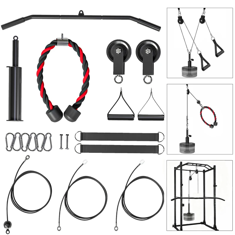 SPORTNOW Poulie musculation maison, cable machine musculation exercices de flexion des biceps, des triceps et des bras