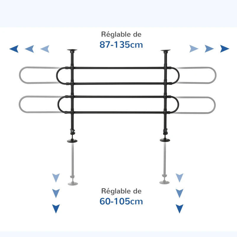 PawHut Grille de séparation pour chien universel, barrière de sécurité extensible pour animaux de compagnie, en acier noir