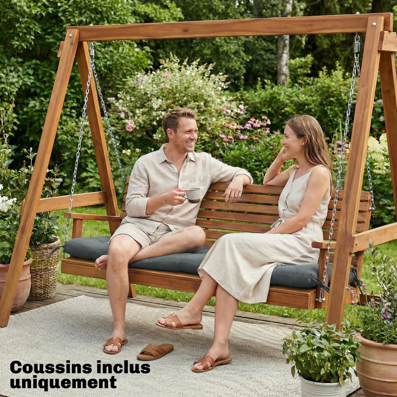 Outsunny Coussin Bain de Soleil Chaise Longue en Mousse à Mémoire avec Sangles, Protection UV50+, 198x65x13cm, Gris foncé
