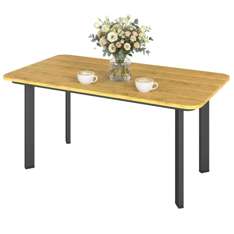 Outsunny Outdoor Garden Coffee Table, Garden Table with Slatted Wood Plastic Composite Top and Metal Frame, Brown