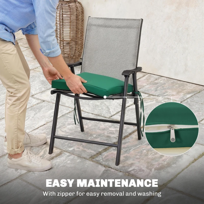 Outsunny Set of 6 Chair Cushion Seat Pads Dining Chair w/ Straps, Indoor Outdoor Removable Tie On Garden Patio, Green