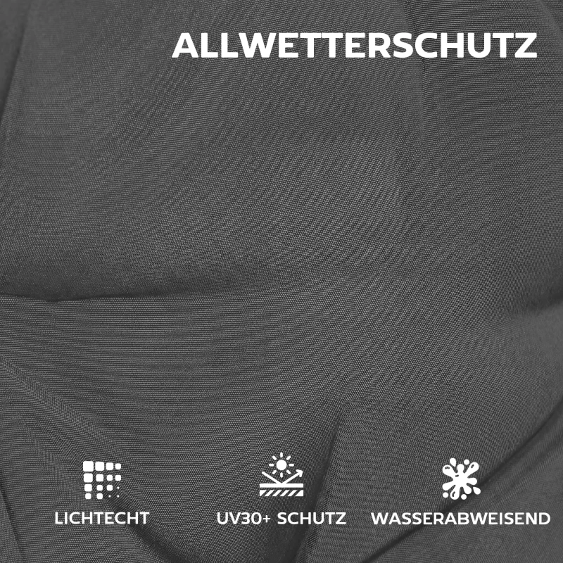 Outsunny 4er Set Sitzkissen wasserabweisend rutschfest Stuhlkissen mit Bändern, Indoor Outdoor 111,5 x 53 x 8 cm Dunkelgrau