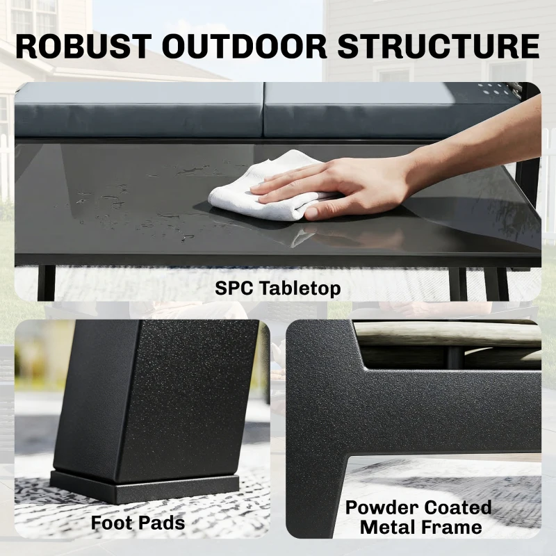 Outsunny 4 Seater Rattan Garden Furniture Set with 2 Armchairs, Loveseat, Coffee Table, Garden Sofa Set with Cushions, Grey