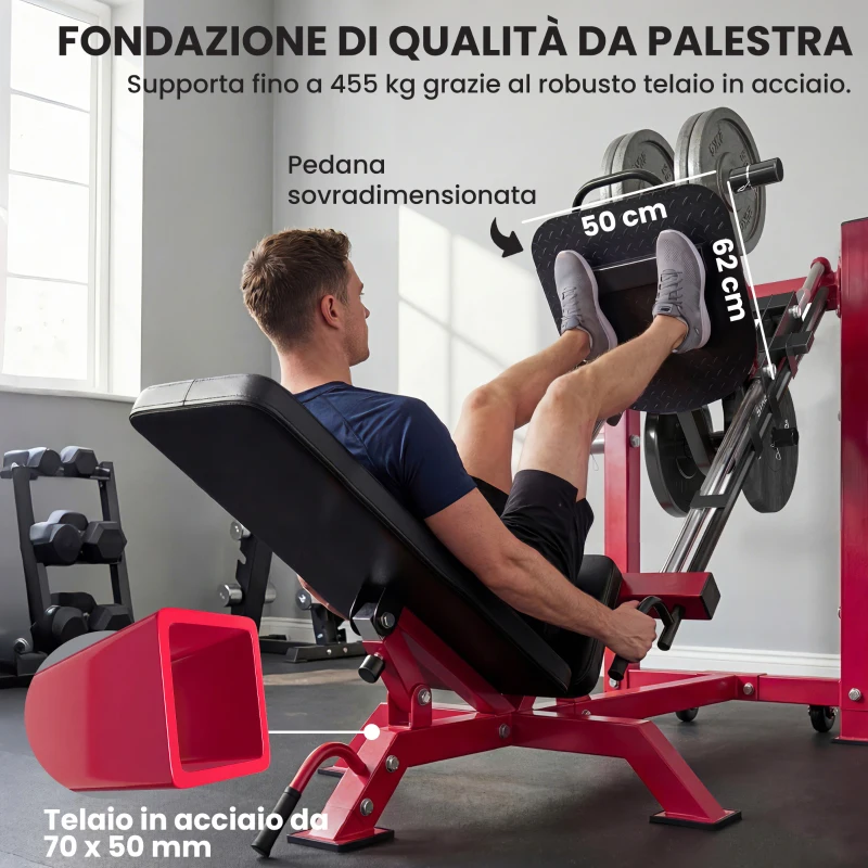 SPORTNOW Leg Press Machine con Ruote, Macchina Regolabile per Gambe e Squat
