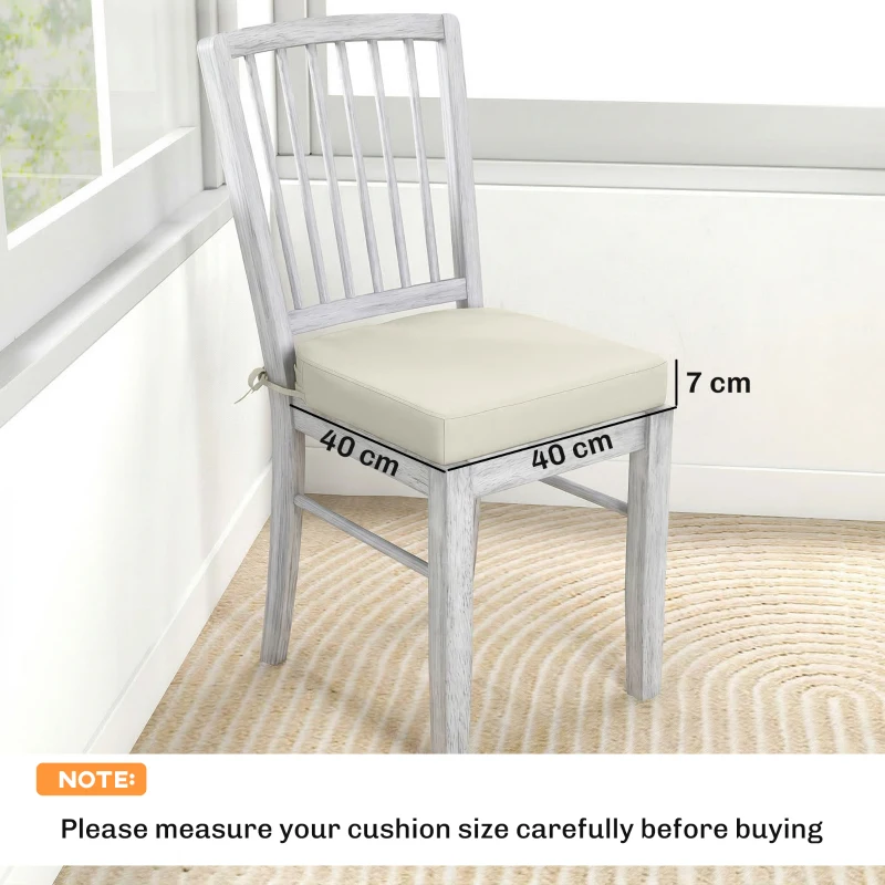 Outsunny Outdoor Chair Seat Cushions Set of 2, Garden Chair Cushions with 7cm Thick Foam & Ties, Cream White