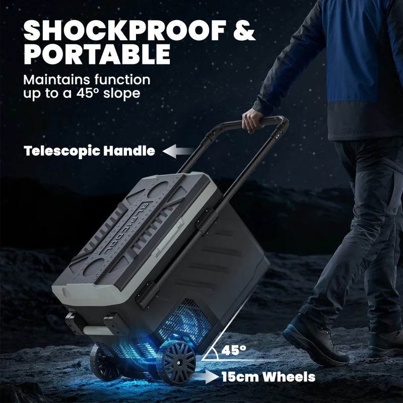 Outsunny 40L Compressor Car Fridge Freezer, Dual Zone Camping Refrigerator with App Control, Telescopic Handle, -20℃-20℃