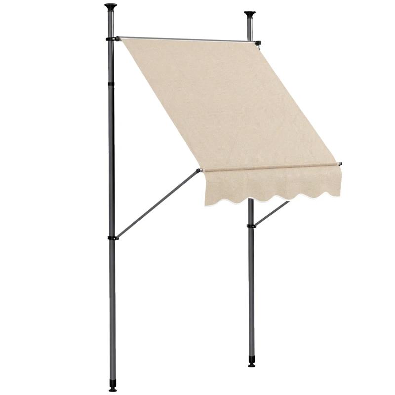 Outsunny Store banne autoportant manuel rétractable 1,5L x 1,2l x 2,1-3H m inclinaison réglable métal alu polyester sable