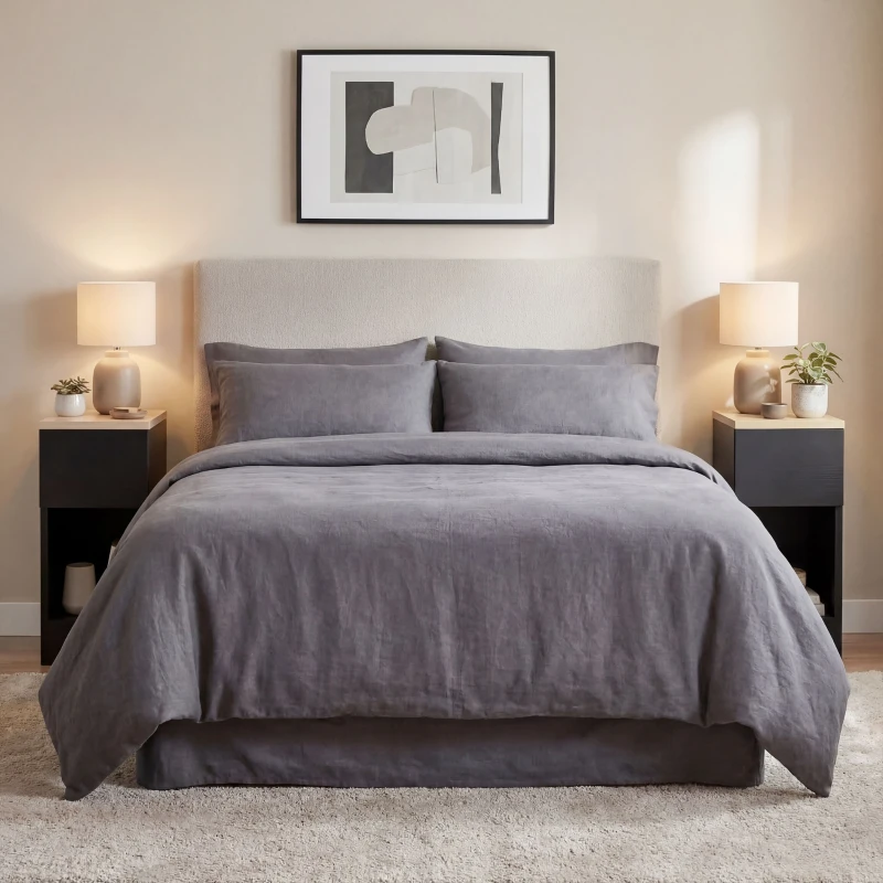 HOMCOM Set of Two Modern Storage Bedside Tables - Black