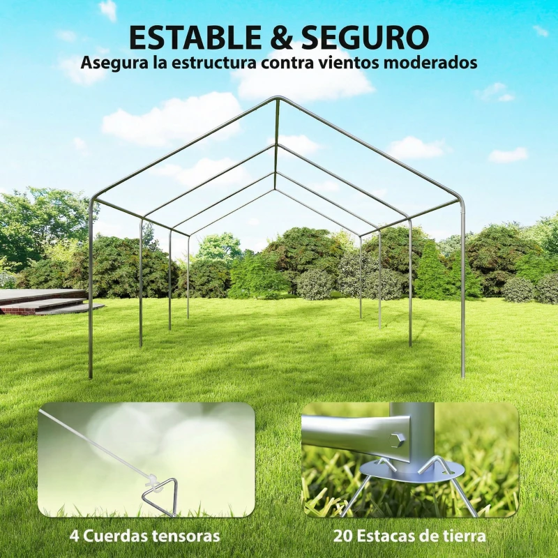 Outsunny Carpa para Fiestas 4x6 m Carpa de Jardín con Paredes Extraíbles 2 Puertas y Ventanas UPF30+ para Boda Gris y Blanco