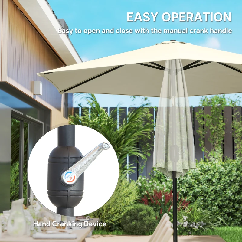 Outsunny 2.6 m Garden Parasol Umbrella with Aluminium Pole, Outdoor Patio Umbrella with Tilt and Crank, Vent, Cream White