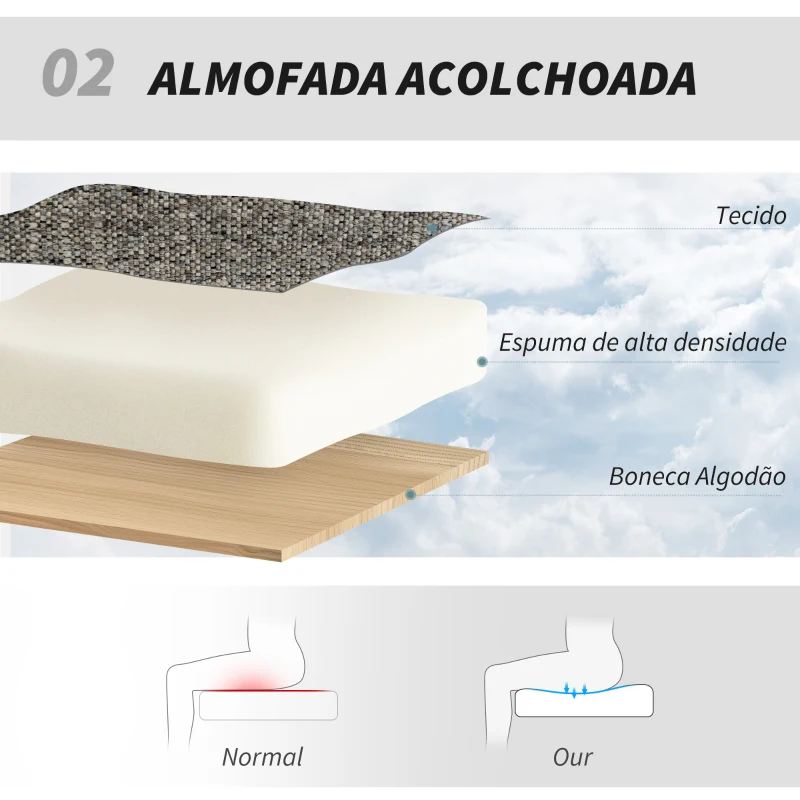 HOMCOM Poltrona Giratória Moderna com Base Cruzada Estofada em Chenille e Couro PU Assento Largo Duplo Pernas de Aço 78x95x99 cm Cinza