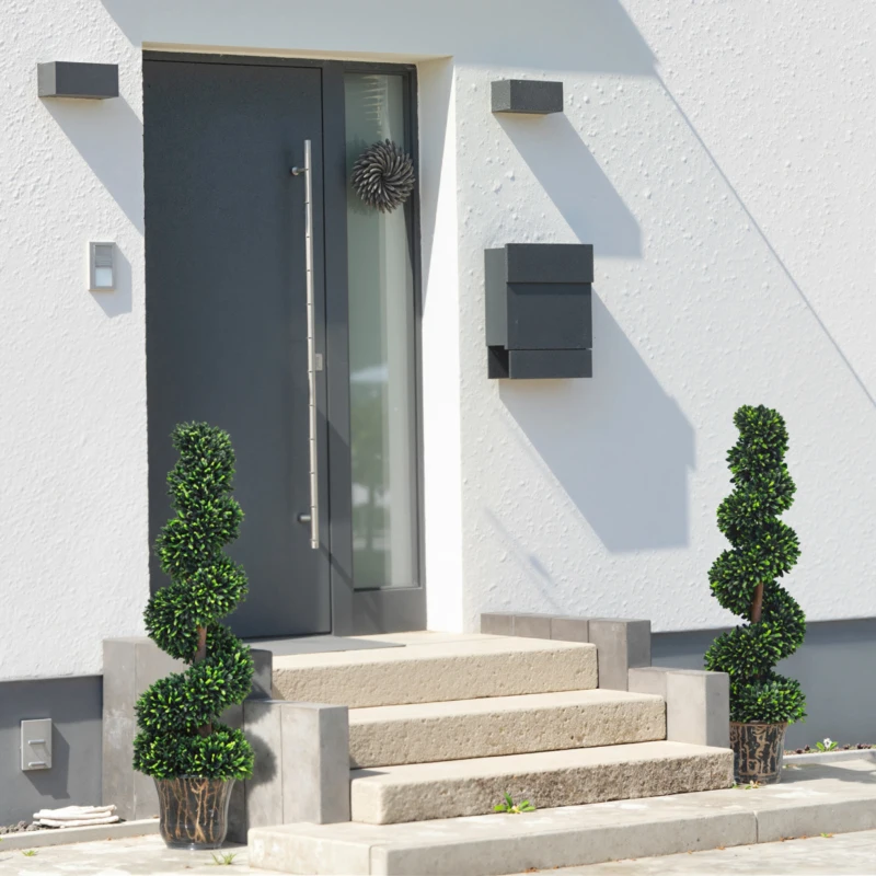 Outsunny Set of 2 Artificial Plants White Rose Floral in Pot, Fake Plants for Home Indoor Decor, 90cm, Yellow