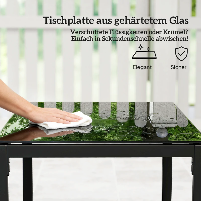 Outsunny Rattan Bistroset, 3 teiliges Gartenmöbel-Set mit 2 Gartenstühlen, Couchtisch, abnehmbar Kissen Dunkelgrau
