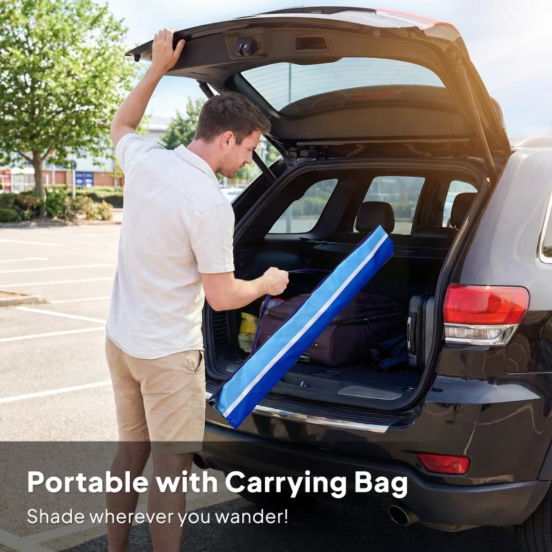 Outsunny Parasol Plażowy Ø198 cm UV30+ z Składanym Stolikiem i Uchwytami na Napoje, Regulowany, Wielokolorowy