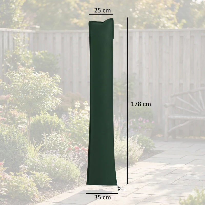 Outsunny Parasol Cover, Cantilever Umbrella Cover for 2-3.5 m Parasols, Banana Umbrella Protector with Zipper, Green