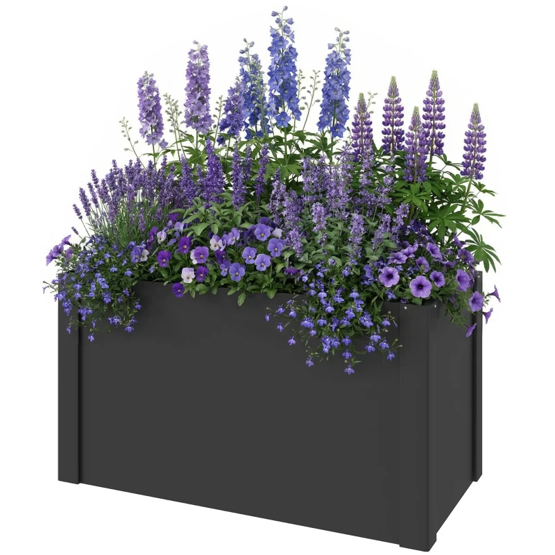 Outsunny Hochbeet mit offenem Boden, Pflanzkasten mit Verstärkungsstange und Handschuhen, 102 x 52 x 55 cm, Schwarz