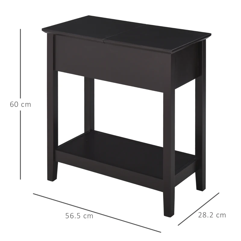 HOMCOM End Table, Narrow Side Table with Flip Top , Shelf, Dark Coffee